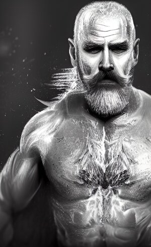 Photorealistic picture of a handsome mature hairy man with grey hair and moustache soaping him...jpg