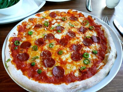 Diavola pizza - pepperoni, hot chillis and mozzarella at Zizzi - The HUB, Milton Keynes.jpg