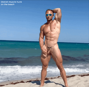 Dicklet muscle hunk on the beach.gif
