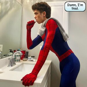 damn, i’m tired_ - suit by @printcostumeofficial - - - #peterparker #spiderman #ultimatespide...jpeg