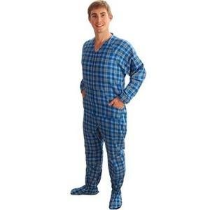 Blue Plaid Flannel Footed Pajamas.jpg