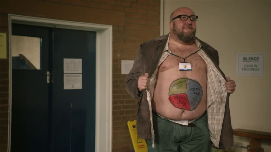 Steve Speirs shirtless in Big School episode 5 (2).png