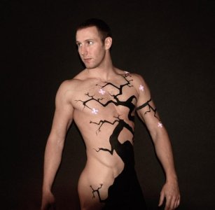 Mike with bonsai tree body painted by David Gilmore.jpg