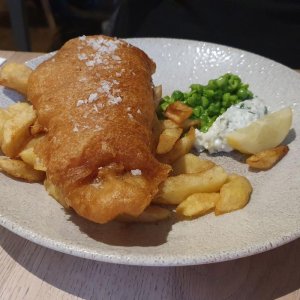 fish and chips at The Milestone in Sheffield, South Yorkshire.jpg