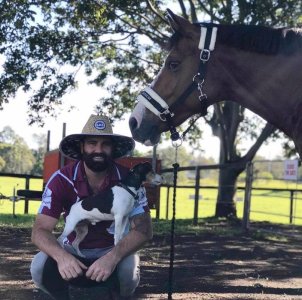 Shane, Louie the dog and Angel the horse July 2019.jpg