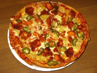 Fire Fighter's Buffalo Chicken Pizza, Buffalo chicken, jalapeno peppers, pineapple.. delicious! .jpg