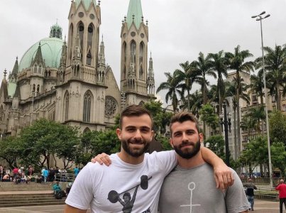 Rissieri Soldatelli and Bernardo Villas Boas. Cousins reunited. Centro De São Paulo..jpg