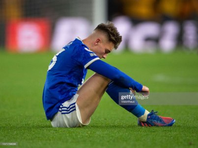 WOLVERHAMPTON-ENGLAND-FEBRUARY-20-Luke-Thomas-of-Leicester-City-looks-dejected-following-the-Pre.jpg